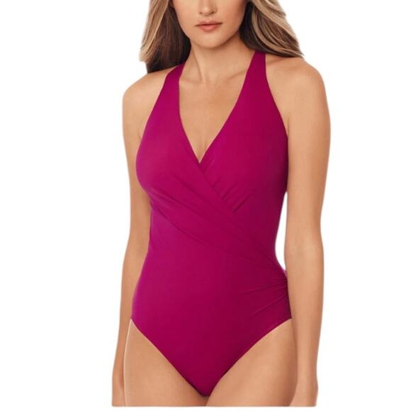 Miraclesuit One Piece Bathing Swim Suit Swimsuit Sold Pink 16 NWT Tummy Control - Picture 1 of 14